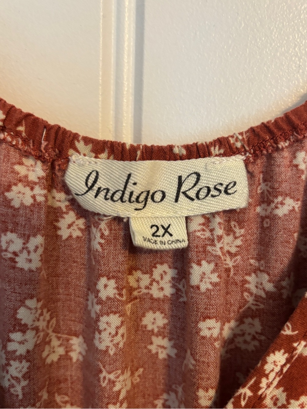 Rust Floral Faux Button-Front Tiered Mini Dress - Picture 2 of 5